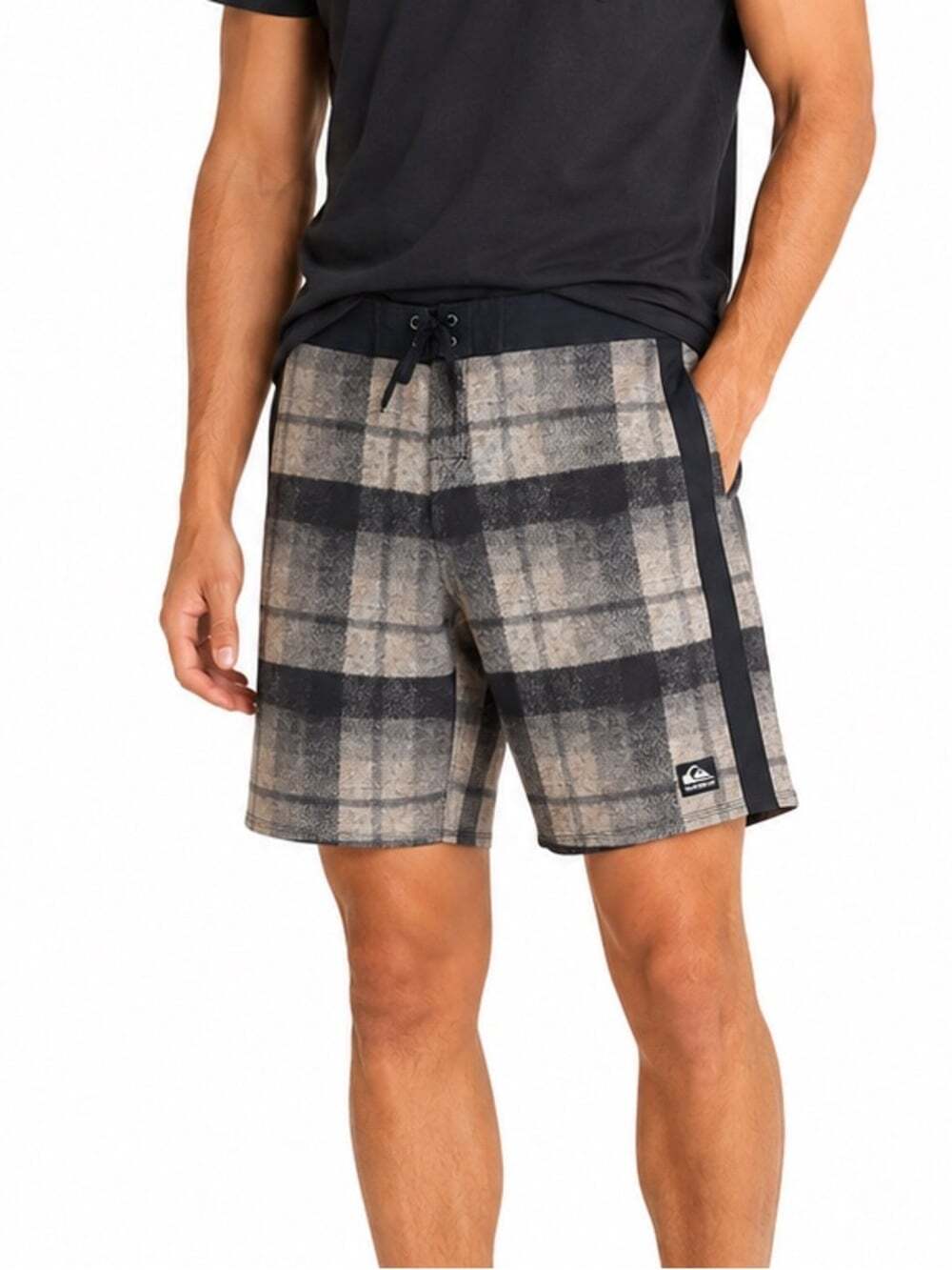 Quicksilver Men's Black Grey Hybrid Swim Board Shorts Size Large 1393